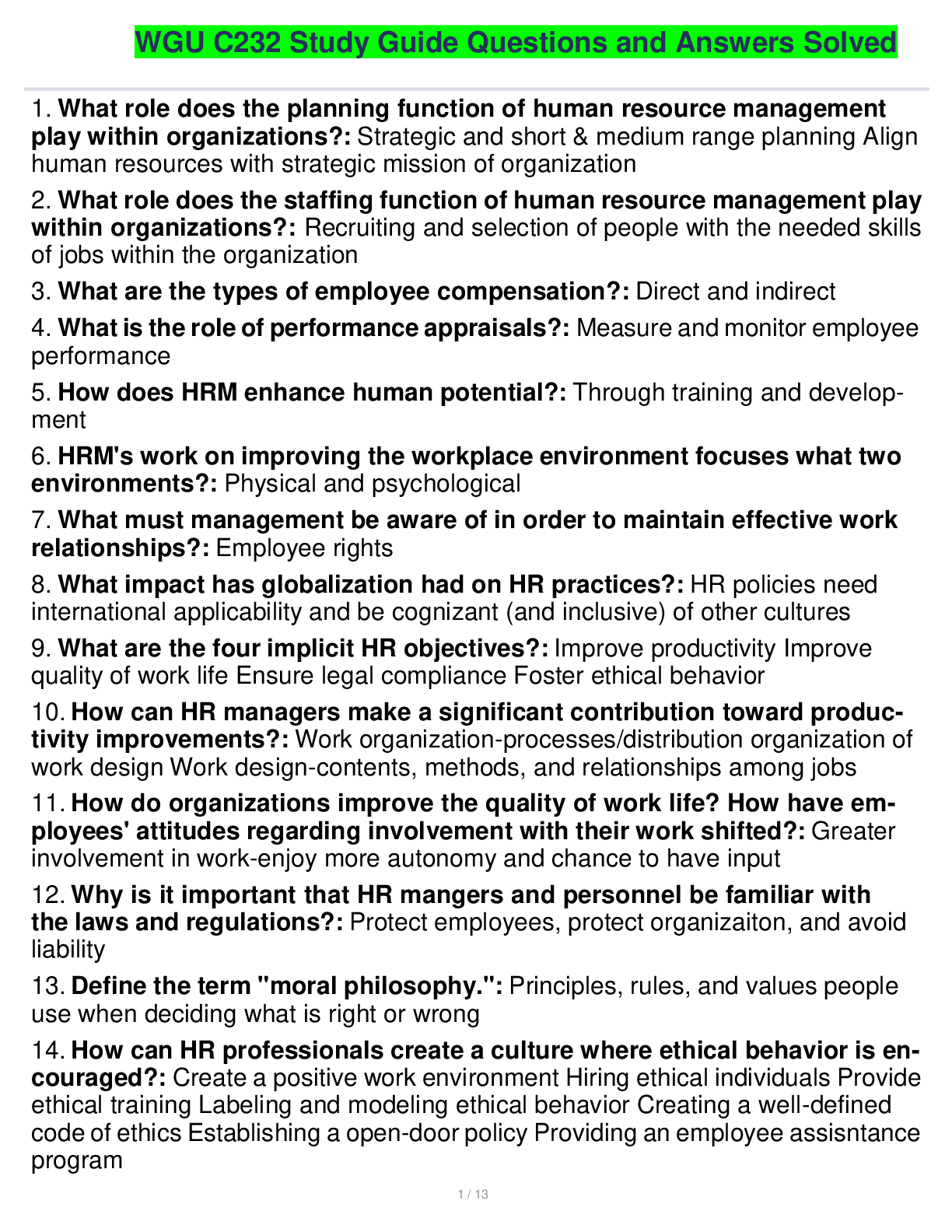 Preview image for WGU C232 Study Guide Questions and Answers Solved